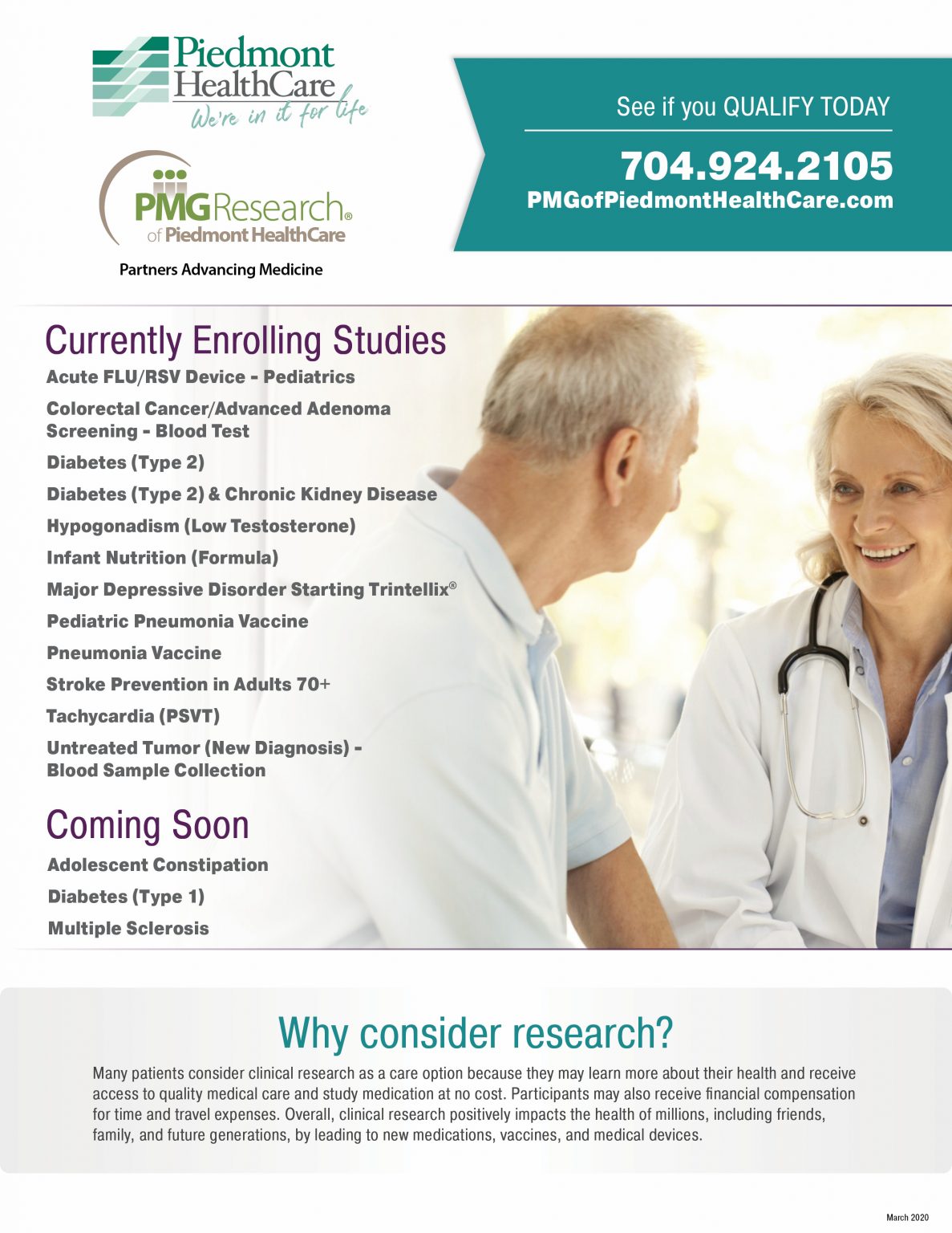Piedmont HealthCare PMG Research Studies available! Piedmont HealthCare